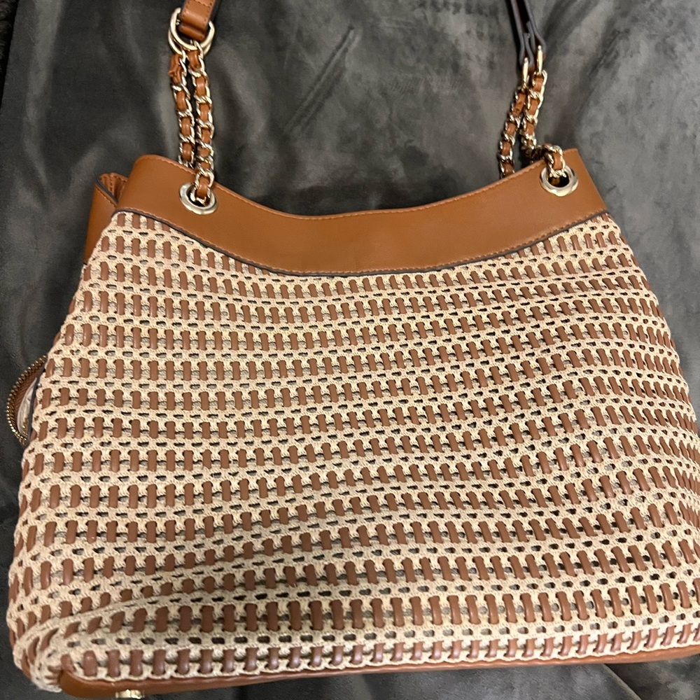 INC International Concepts Brown and Cream Shoulder Bag